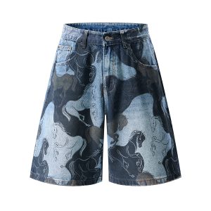 1787217203883218.jpg 3576 Men's 11.8 oz Baggy Loose Graffiti Printing Denim Shorts