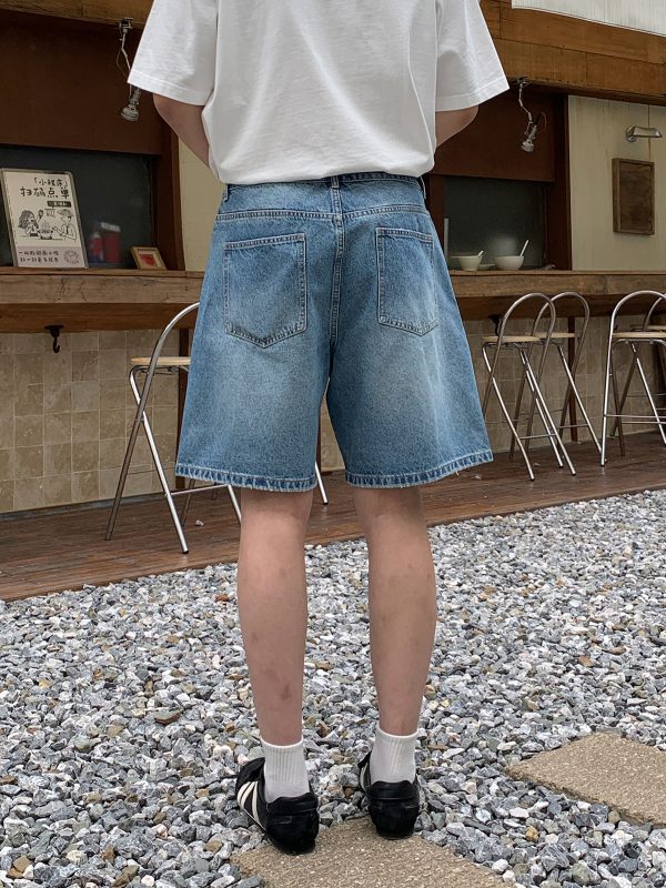 3576 Men's 11.8 oz Baggy Loose Graffiti Printing Denim Shorts