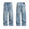 TJ160 Men's 14.5 OZ Rigid Baggy Straight Ripped Denim Jeans