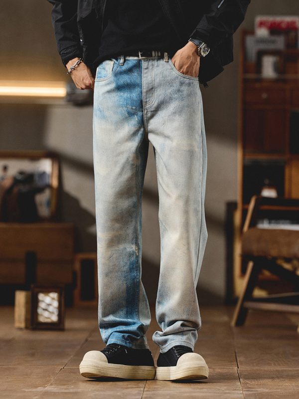 6682 Men's 11.8 OZ 3D Digital Printing Slim Fit Straight Jeans