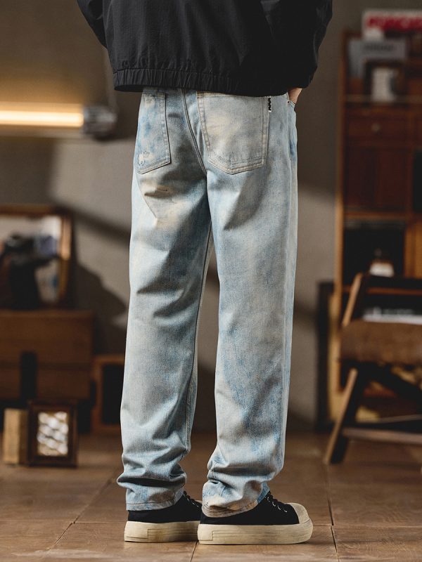 6682 Men's 11.8 OZ 3D Digital Printing Slim Fit Straight Jeans