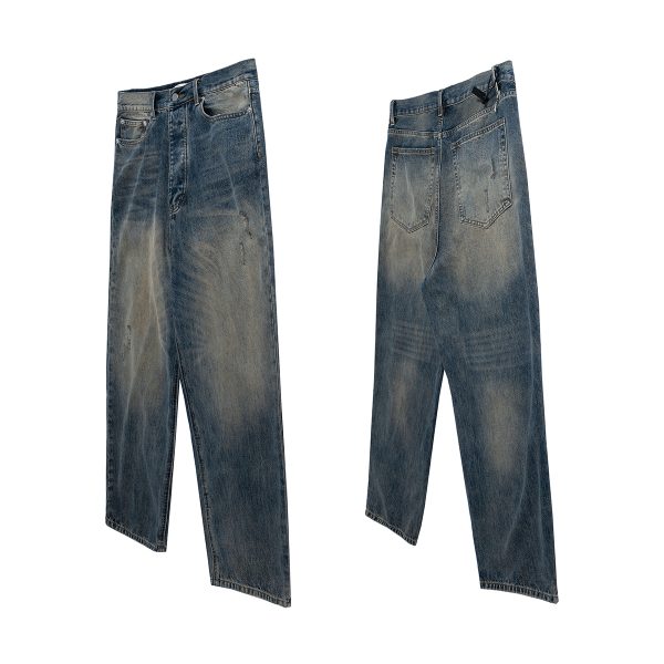 FJ071 Men's 14.6 OZ Mud Vintage Wash Relaxed Straight Jeans