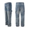 8687 Men's 13.8 OZ Mud Vintage Wash Distressed Ripped Carpenter Jeans