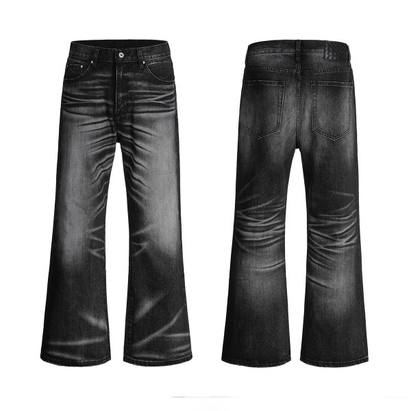 Q212  Men's 13.5 OZ 100% Cotton Heavy 3D Whiskers Bootcut Jeans