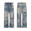ZJ140 Men's 14.6 OZ Grunge 90s Vintage Ripped Straight Jeans