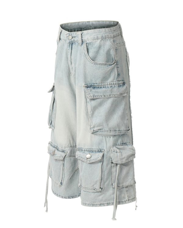 1519 Men's 12.5 OZ Baggy Loose Cargo Capri Cropped Jeans