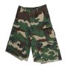 8486 Men's 9.8 OZ 100% Cotton Baggy Military Ripstop Camo Cargo Cropped Capri Pants