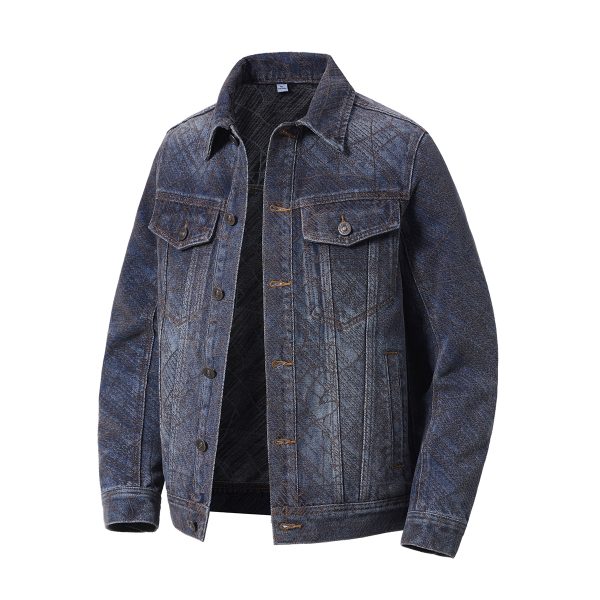 Y1506 Men's Chenille Tone‑on‑Tone Jacquard Denim Jackets