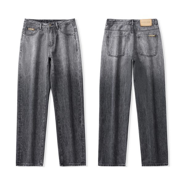 Men's 13.5 OZ Enzyme Stone Ombré Wash Regular Straight Jeans