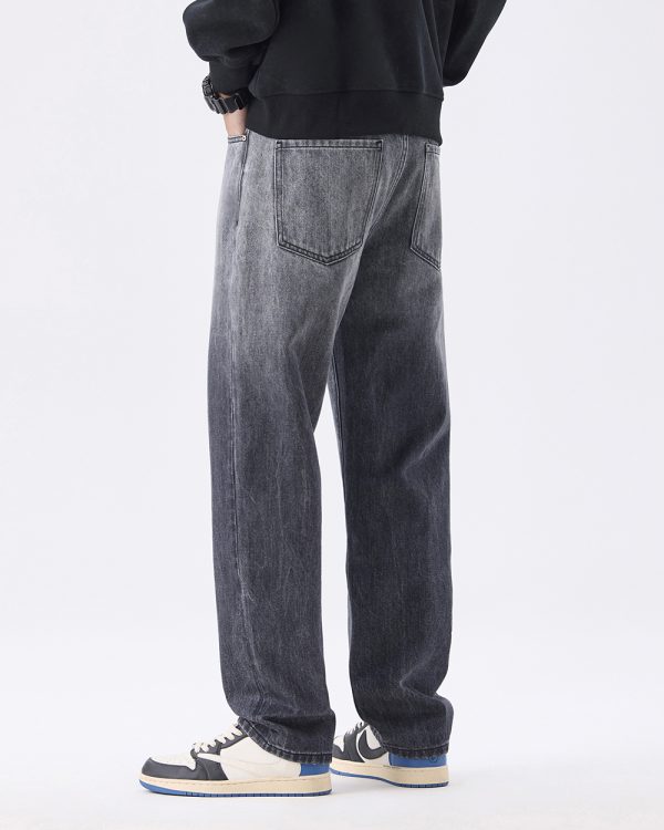Men's 13.5 OZ Enzyme Stone Ombré Wash Regular Straight Jeans
