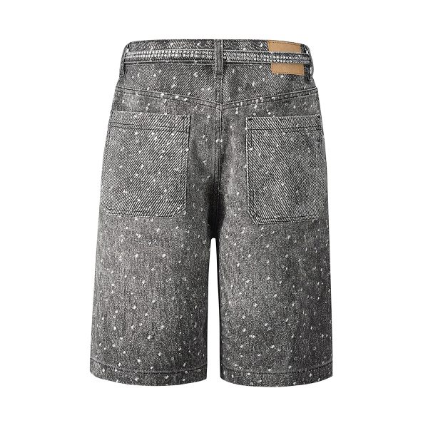 Q183 Men's 14.5 OZ 100% 3D Digital Printing Rhinestone Baggy Shorts