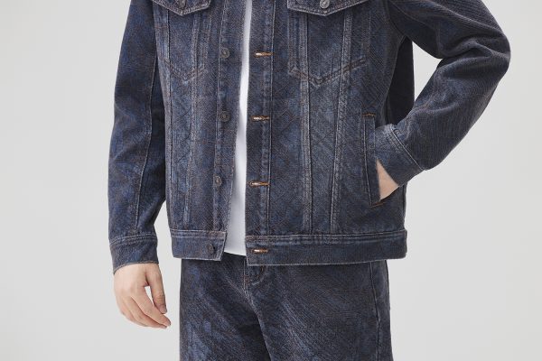 Y1506 Men's Chenille Tone‑on‑Tone Jacquard Denim Jackets