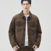 Y1509 Men's 14.5 OZ Boxy Vintage Distressed Brown Workwear Trucker Denim Jackets