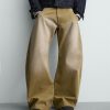 ZAB001 Men's 15.8 OZ Vintage Faded Wash Barrel‑leg Baggy Jeans