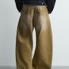 ZAB001 Men's 15.8 OZ Vintage Faded Wash Barrel‑leg Baggy Jeans