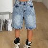 237  Women's 11.8 OZ 90s Retro Vintage Acid Snow Wash Baggy Bermuda Jorts Denim Shorts