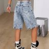 237  Women's 11.8 OZ 90s Retro Vintage Acid Snow Wash Baggy Bermuda Jorts Denim Shorts