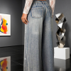 Women's 12.8 OZ All‑over Rhinestone Wide Leg Snow Wash Jeans