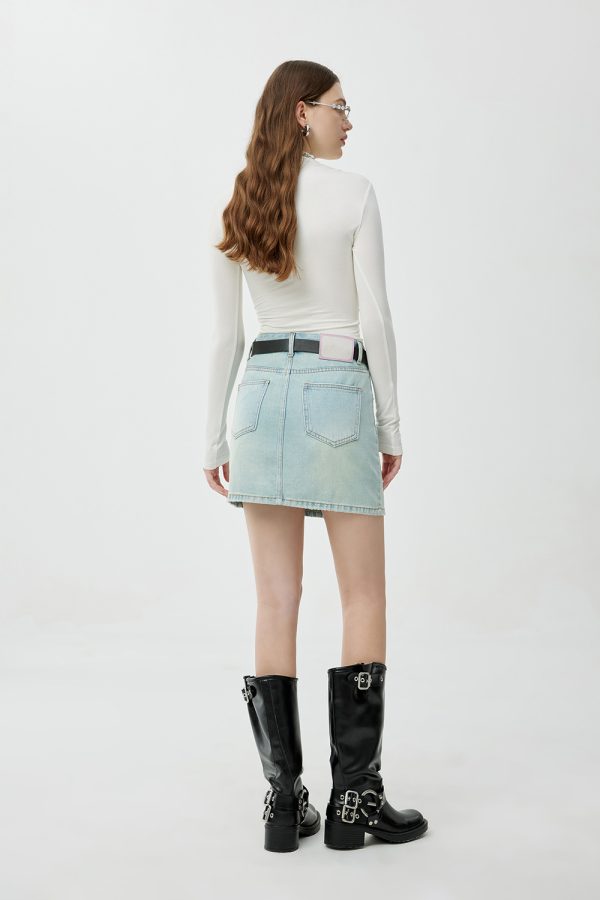 1788126195645208.jpg Women's 11.8 OZ Minimalist A‑line Raw Hem Mini Denim Skirts