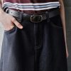 Women's 12.8 OZ High Rise Minimalist A‑line Midi Denim Skirts