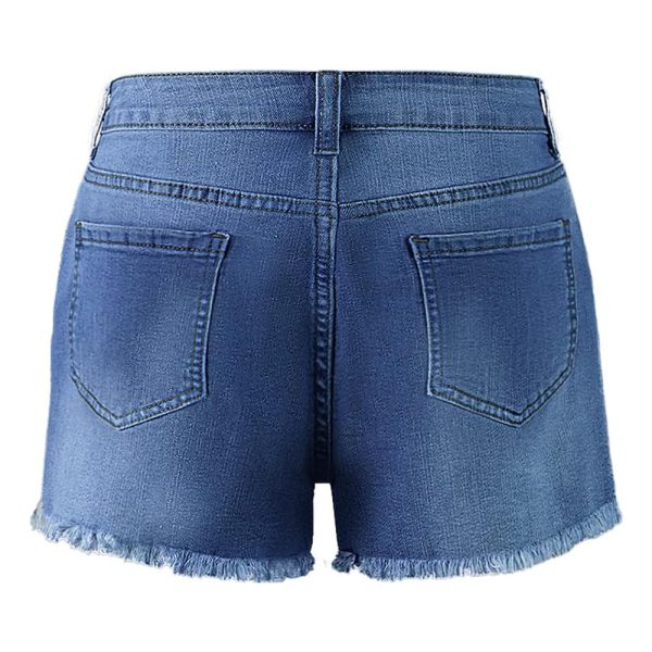 Women's 10.8 OZ High Rise Ripped Distressed Raw Hem Denim Shorts