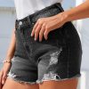 Women's 10.8 OZ High Rise Ripped Distressed Raw Hem Denim Shorts