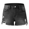 Women's 10.8 OZ High Rise Ripped Distressed Raw Hem Denim Shorts