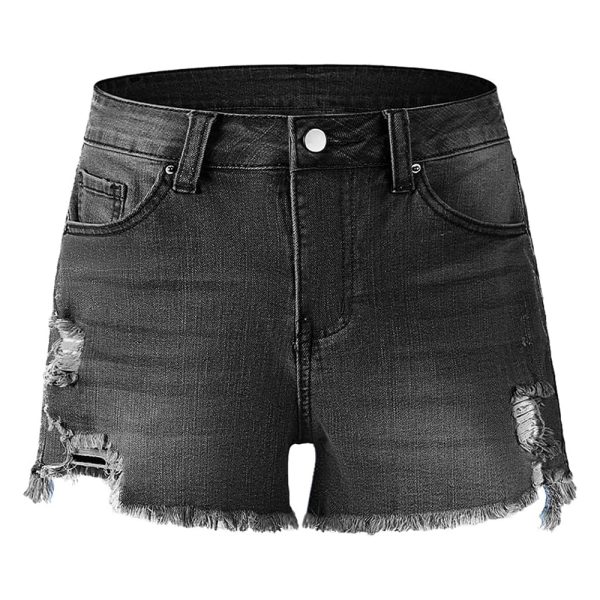Women's 10.8 OZ High Rise Ripped Distressed Raw Hem Denim Shorts