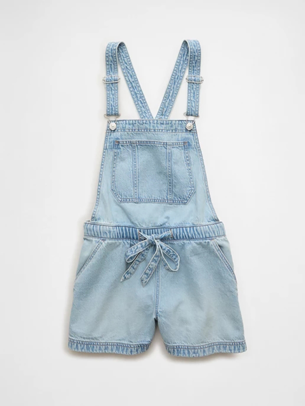 Women's 10.5 OZ Salt Wash Denim Short Bib Overalls