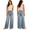Women's 11.8 OZ Retro Cargo Square Front Patch Pockets Wide Leg Jeans