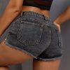 1788158979687204.jpg 65563 Women's 11 OZ Y2K Stretch Silver Metal Studs Raw Hem Denim Shorts
