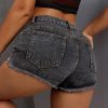 1788159055814930.jpg 65563 Women's 11 OZ Y2K Stretch Silver Metal Studs Raw Hem Denim Shorts