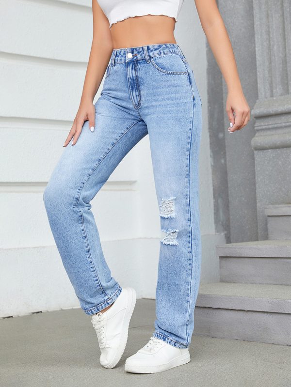 1788169377460889.jpg 35726 Women's 11.5 OZ High Rise Ripped Regular Straight Leg Jeans
