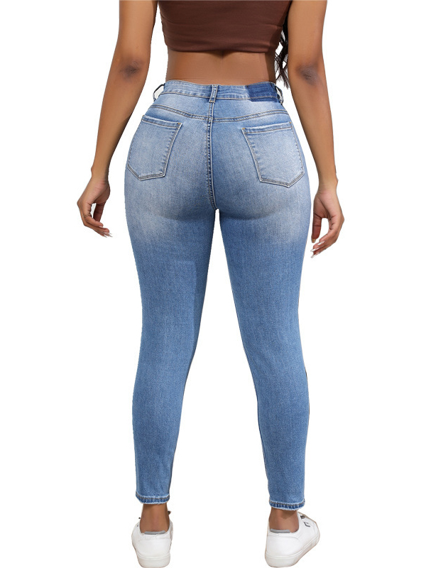 Women's 10.8 OZ Plus Size High Rise Destroyed Ripped Ankle Length Cropped Skinny Jeans