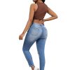 Women's 10.8 OZ Plus Size High Rise Destroyed Ripped Ankle Length Cropped Skinny Jeans