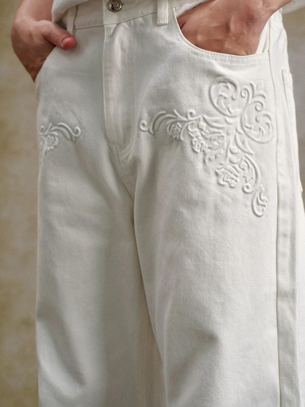 EMBD001 Men's 13 OZ 3D Embossed Embroidery Bootcut Jeans