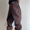 LBC001 Men's 3D Digital Burgundy Leopard All Over Printing Canvas Pants