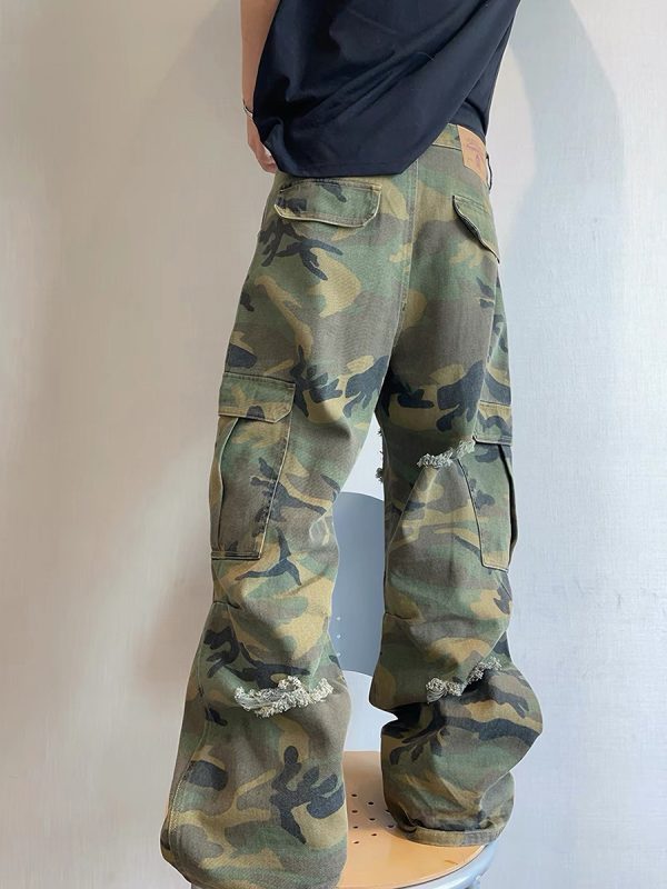 1788614656307137.jpg CAMO001 Men's Skate Camo Distressed Cargo Ripped Wide Leg Pants