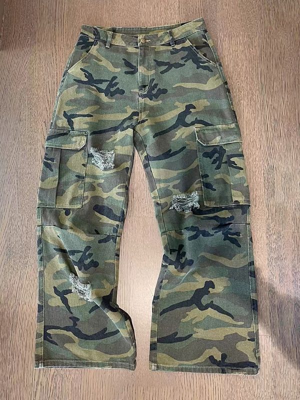 1788614745647255.jpg CAMO001 Men's Skate Camo Distressed Cargo Ripped Wide Leg Pants
