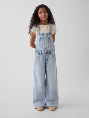 10.5 OZ Big Girls 70s Hippie Vintage Workwear Cargo Overalls