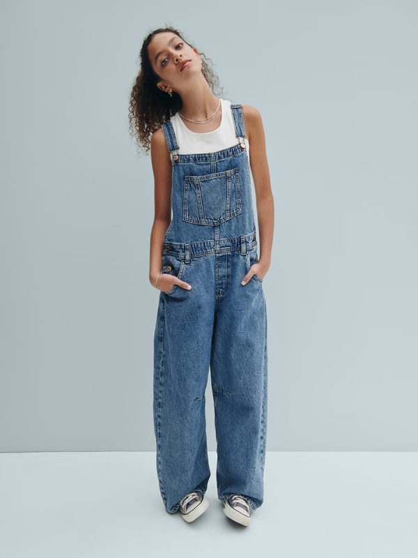 1788720394312087.jpg 10.2 OZ Big Girls Vintage Workwear Baggy Barrel‑Leg Denim Overalls