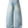 9205 Men's Curved‑leg Back‑half Elastic Waistband Ripped Jeans