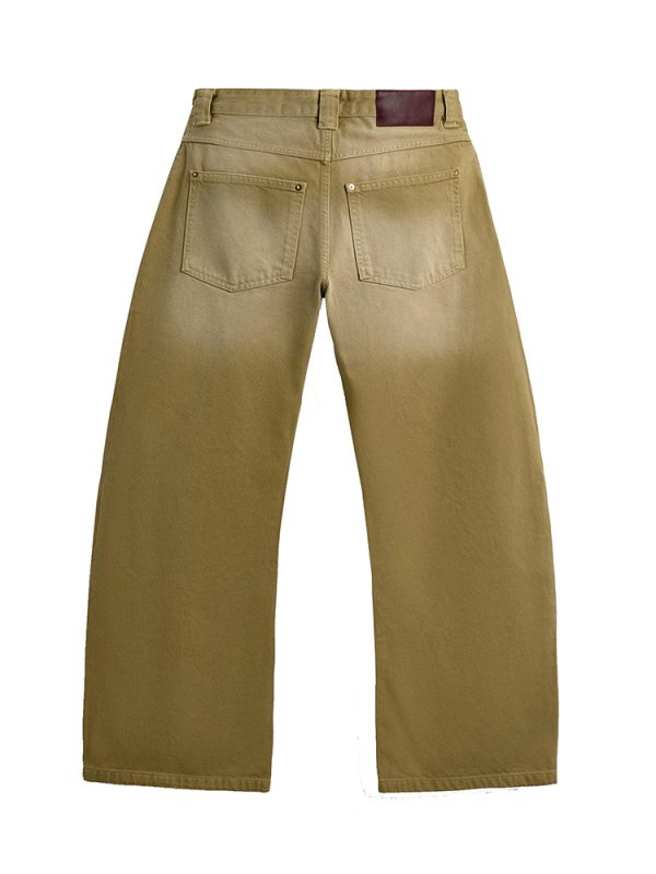 ZAB001 Men's 15.8 OZ Vintage Faded Wash Barrel‑leg Baggy Jeans