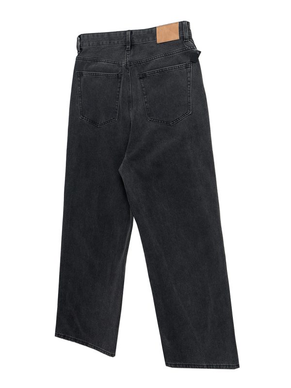 TJ113 Men's Enzyme Stone Wash Charcoal Black Baggy Jeans