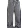 ZJ089 Men's 13.2 OZ Washed Grey Raw Denim Jeans