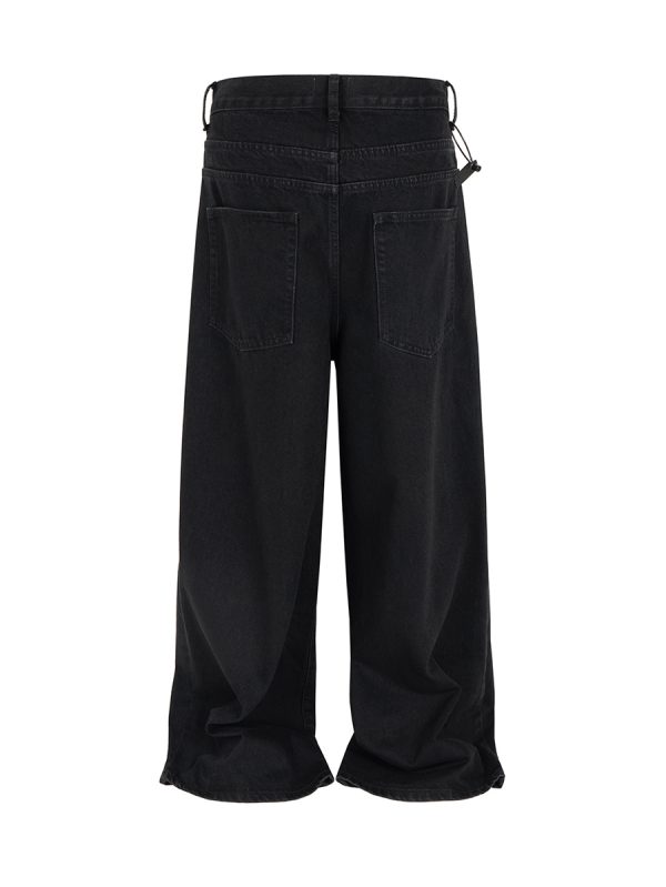 TJ149 Men's 13.6 OZ Solid Black Classic Five Pockets Baggy Jeans