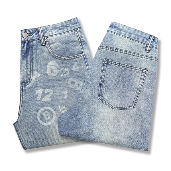 N0108 Men's 13.8 oz Laser Etching Regular Straight Jeans
