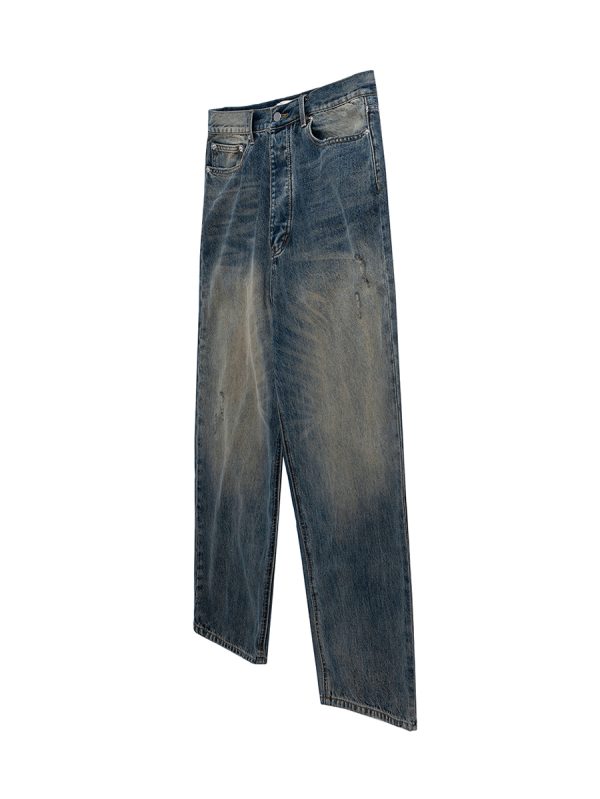 FJ071 Men's 14.6 OZ Mud Vintage Wash Relaxed Straight Jeans
