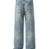 9912 Men's Vintage Acid Snow Wash Hand‑Brushed Whiskers Jeans