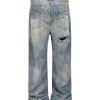 ZJ140 Men's 14.6 OZ Grunge 90s Vintage Ripped Straight Jeans